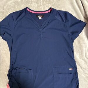 Koi Lite Scrub Top Womens Size M Navy Blue Solid 387 Skye‎ Stretch Medical Vet